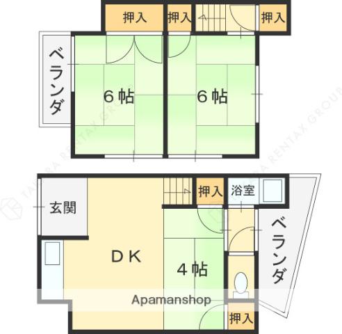 南天荘(3DK/1階)の間取り写真