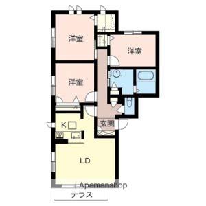 ガーデンコート衣摺 B棟(3LDK/1階)の間取り写真
