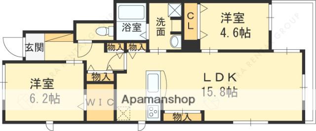 HELENA GARDEN玉串町西Ⅲ号館(2LDK/1階)の間取り写真
