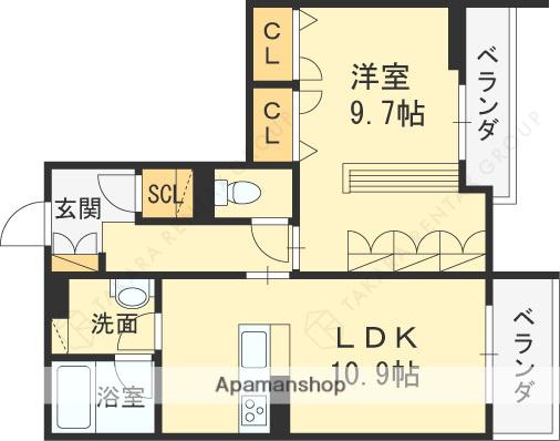 シャーメゾン リュエル八戸ノ里(1LDK/3階)の間取り写真