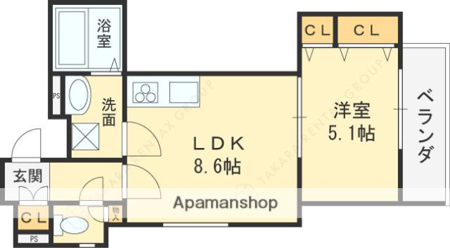 クリエオーレ友井(1LDK/3階)の間取り写真