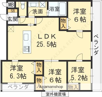 MESSAGE苦楽園三番町(4LDK/1階)の間取り写真
