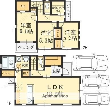 近鉄難波・奈良線 石切駅 徒歩17分 2階建 築5年(3LDK)の間取り写真