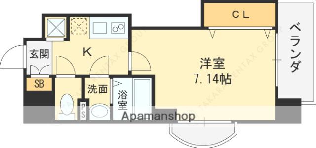 LUXE布施駅前(1K/14階)の間取り写真