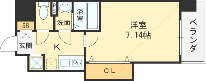 LUXE布施駅前(1K/5階)の間取り写真