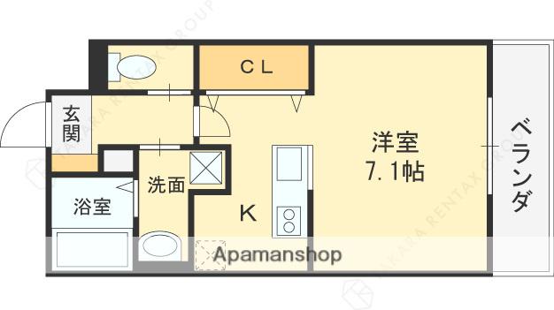 エアルレジデンス(ワンルーム/1階)の間取り写真