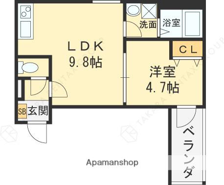 CASA友井(1LDK/2階)の間取り写真