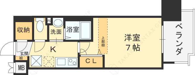 LUXE布施東(1K/1階)の間取り写真