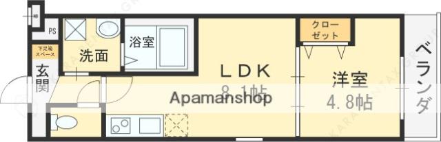 フジパレス瓢箪山(1LDK/2階)の間取り写真