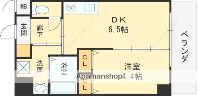 BRILLANTE東花園(1DK/7階)の間取り写真
