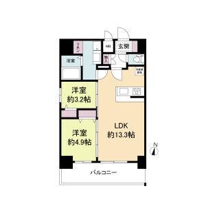 リヴェント福島野田(2LDK/15階)の間取り写真