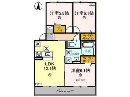 D-ROOM友井4丁目(3LDK/1階)の間取り写真