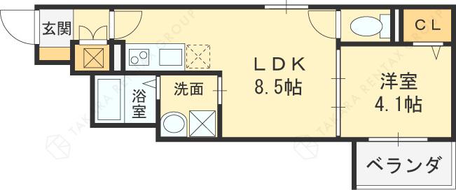 F ASECIA AMUZ Ⅰ(1LDK/3階)の間取り写真