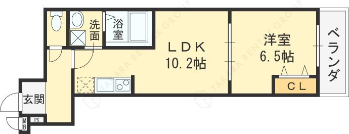 フジパレスさくら(1LDK/3階)の間取り写真