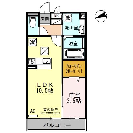 グレイスコートA棟・B棟 A棟(1LDK/1階)の間取り写真