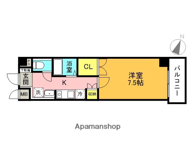 ララソル芦屋(1K/3階)の間取り写真