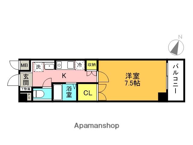 ララソル芦屋(1K/3階)の間取り写真