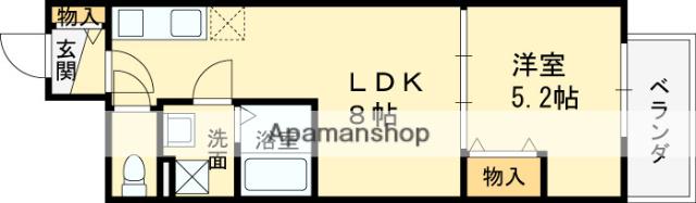 クレアール八戸ノ里(1LDK/2階)の間取り写真