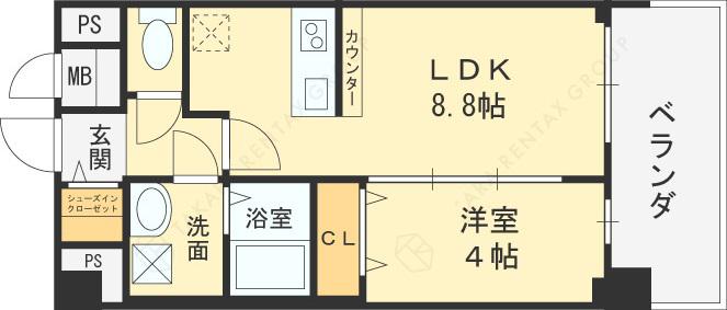 プレサンス長田レジェール(1LDK/11階)の間取り写真
