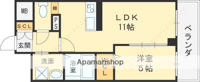 VITA荒本(1LDK/6階)の間取り写真