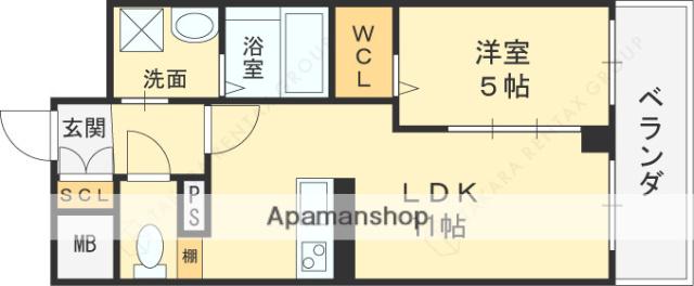 VITA荒本(1LDK/8階)の間取り写真