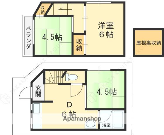 近鉄難波・奈良線 若江岩田駅 徒歩10分 2階建 築28年(3DK)の間取り写真