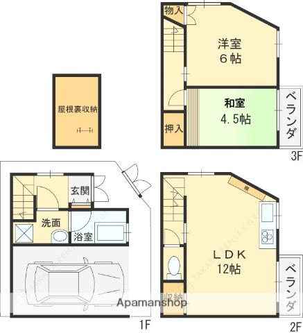 近鉄難波・奈良線 石切駅 徒歩12分 3階建 築33年(2LDK)の間取り写真