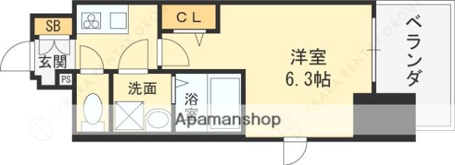 フォーリアライズ大阪ミッテ(1K/13階)の間取り写真