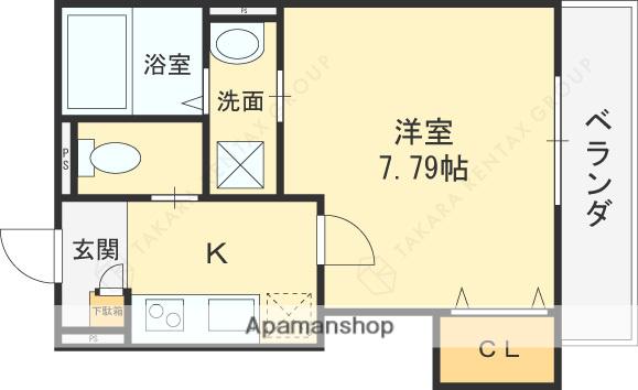 KTIレジデンス弥刀(1K/3階)の間取り写真