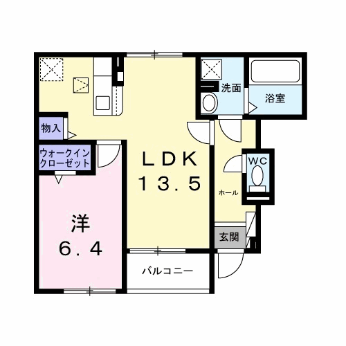 ハルノテラス(1LDK/1階)の間取り写真