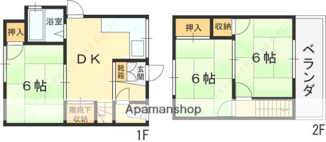 河内町　貸家(3DK)の間取り写真
