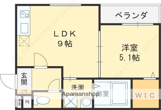 フジパレス花園中央公園南2番館(1LDK/1階)の間取り写真