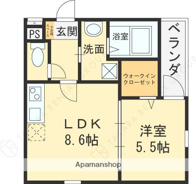 フジパレス花園中央公園南1番館(1LDK/1階)の間取り写真