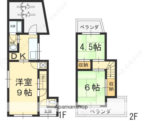 近鉄難波・奈良線 河内花園駅 徒歩13分 2階建 築52年(3K)の間取り写真