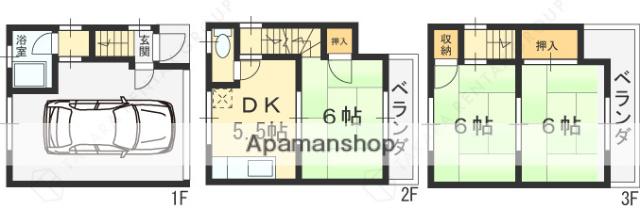 近鉄難波・奈良線 八戸ノ里駅 徒歩11分 3階建 築44年(ワンルーム)の間取り写真