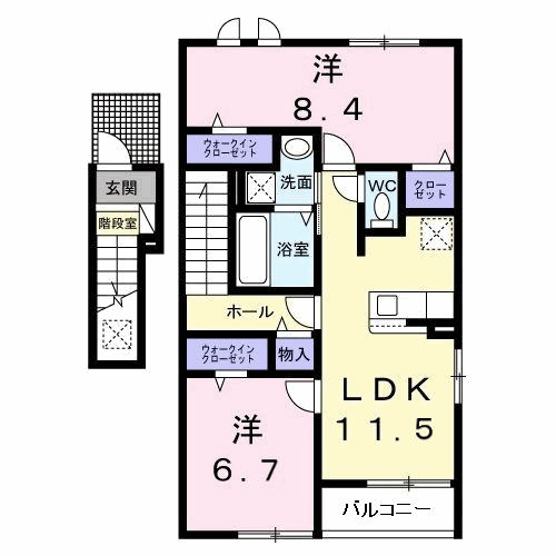 レジデンシア(2LDK/2階)の間取り写真