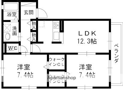 シャーメゾン ヴェルデ パティオ(2LDK/2階)の間取り写真