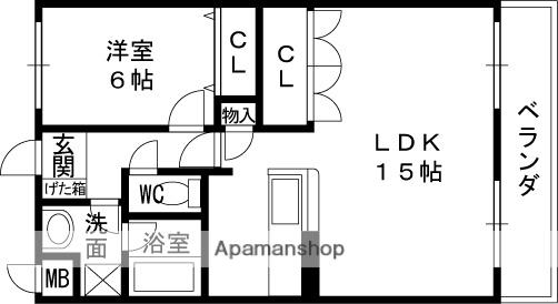 サンライズ東大阪(1LDK/3階)の間取り写真