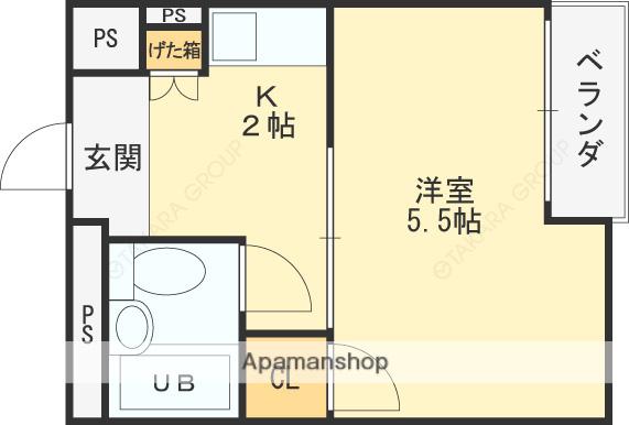 ボンサンテ(1K/2階)の間取り写真