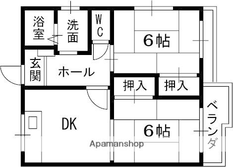 アイケイハイツ高井田(2DK/2階)の間取り写真