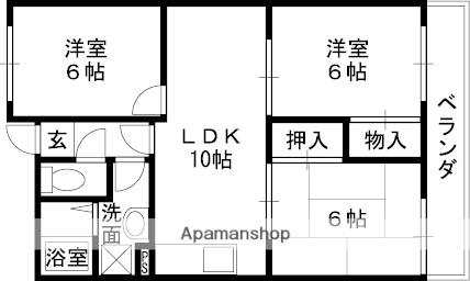 ルネ・アルマーニ(2DK/1階)の間取り写真
