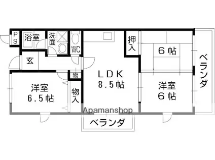 ラフィーネKAWASAKI(3DK/3階)の間取り写真