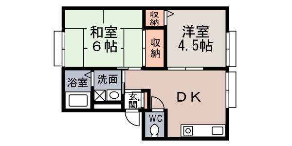 サンビレッジ森彦(2DK/2階)の間取り写真