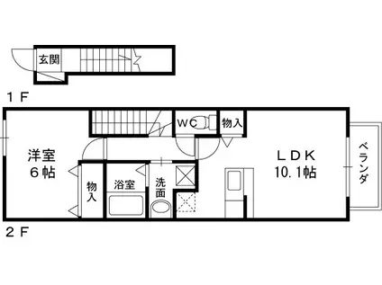 クラールコート(1LDK/2階)の間取り写真