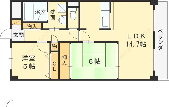 ヴィブレムライ(2LDK/4階)の間取り写真