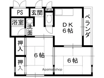 森田ツインコーポ(2LDK/2階)の間取り写真