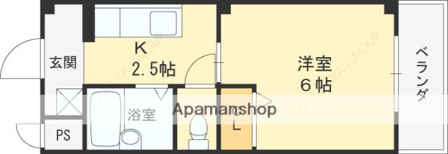 ジュネスチャイムパートⅡ(1K/2階)の間取り写真