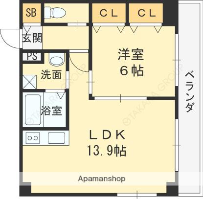 プレージュEBISU(1LDK/2階)の間取り写真