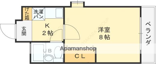 ハイツはまゆう(1K/2階)の間取り写真
