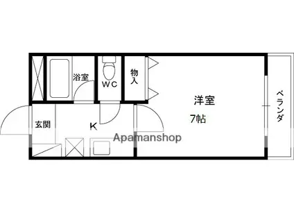 フローラ甲子園口(1K/2階)の間取り写真